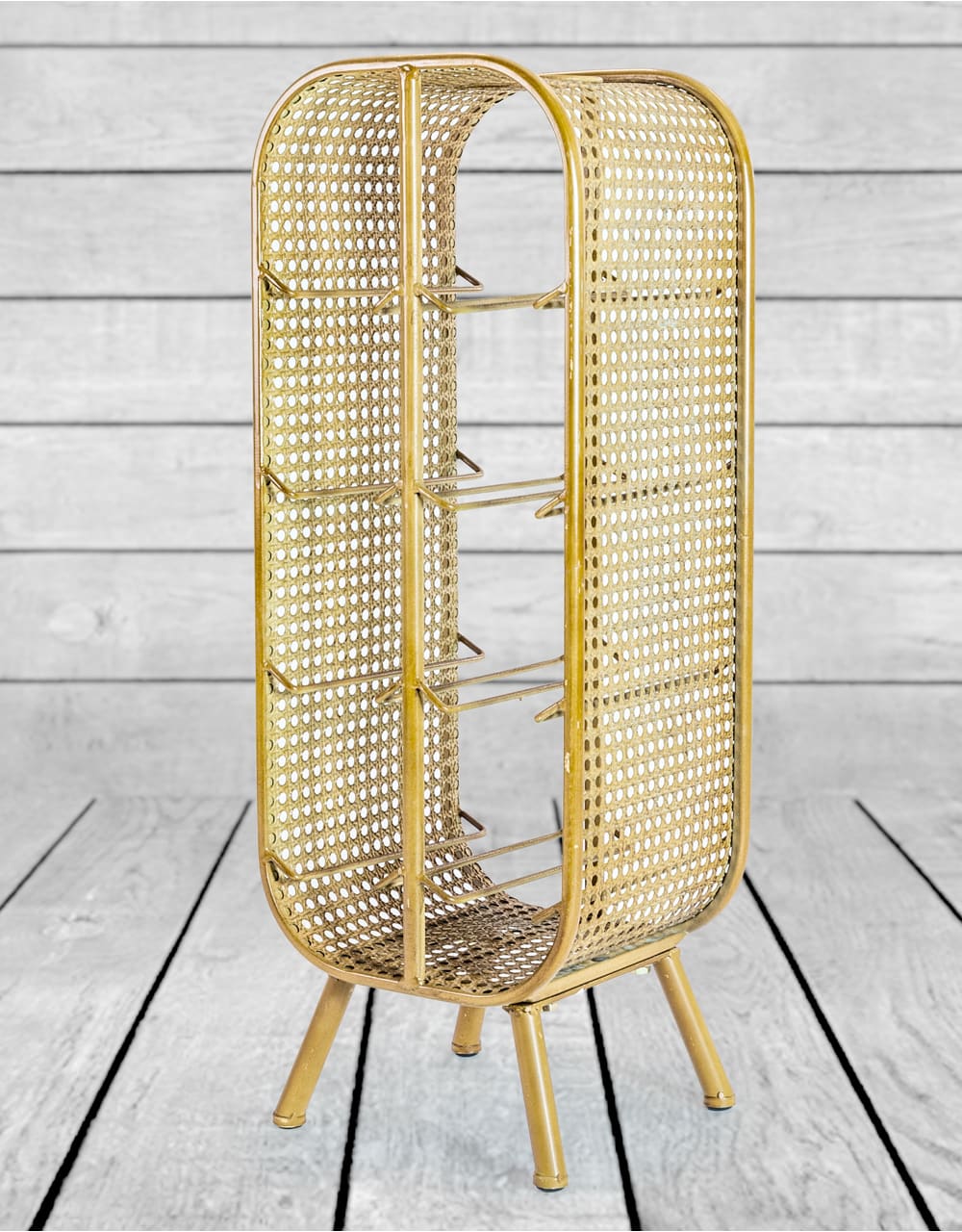 Rustic Metal Rattan Small 8 Bottle Wine Rack - DTC38