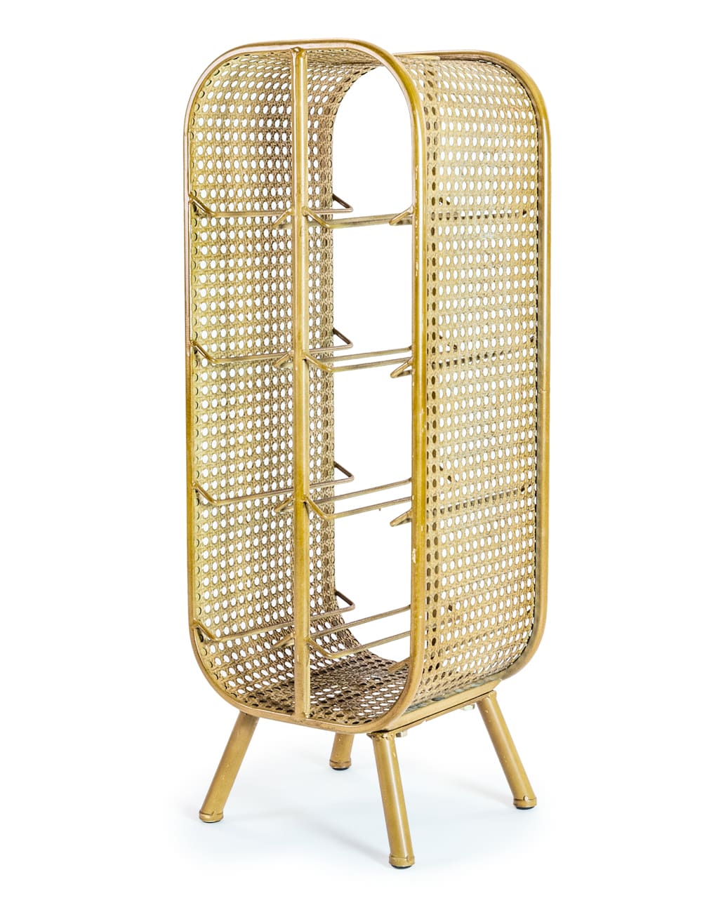 Rustic Metal Rattan Small 8 Bottle Wine Rack - DTC38