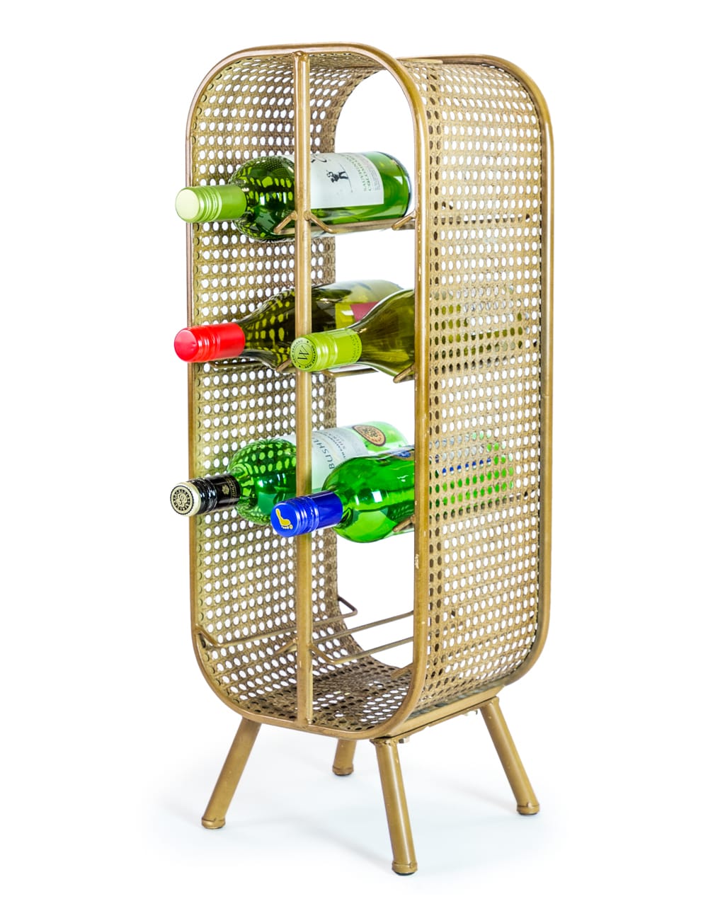 Rustic Metal Rattan Small 8 Bottle Wine Rack - DTC38