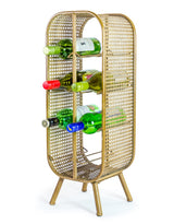 Rustic Metal Rattan Small 8 Bottle Wine Rack - DTC38