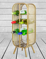 Rustic Metal Rattan Small 8 Bottle Wine Rack - DTC38