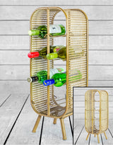 Rustic Metal Rattan Small 8 Bottle Wine Rack - DTC38