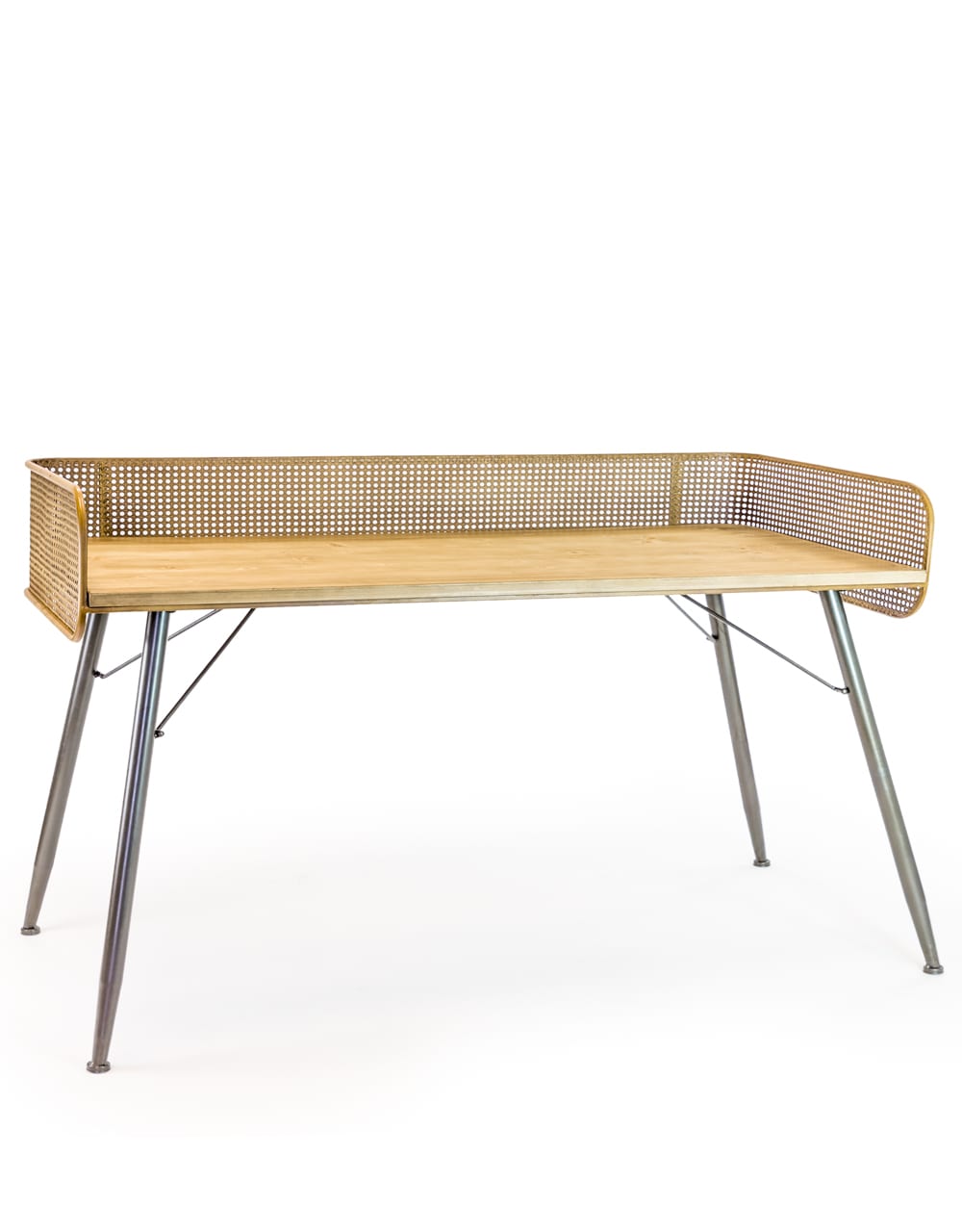 Rustic Metal Rattan Retro Desk/Console Table - DTC43