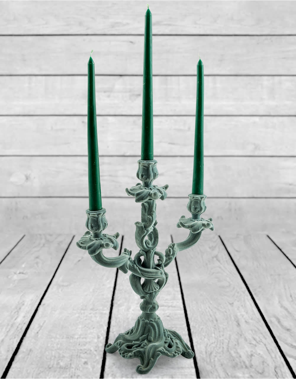 Light Grey/Blue Flock Ornate Candelabra - MK50