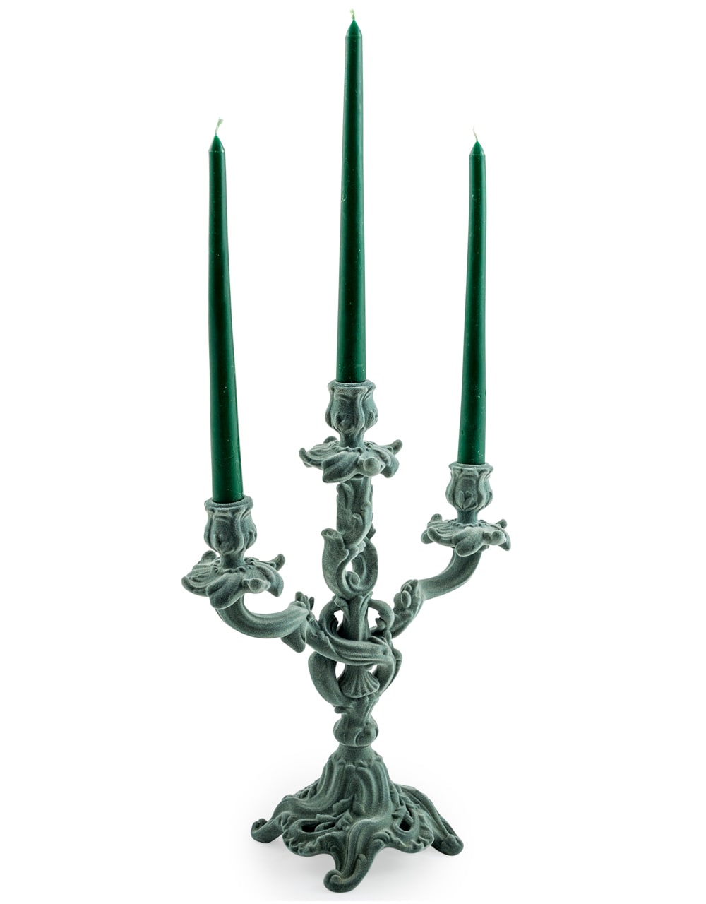Light Grey/Blue Flock Ornate Candelabra - MK50