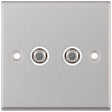 Selectric 7M-Pro Satin Chrome 2 Gang Satellite Socket with White Insert