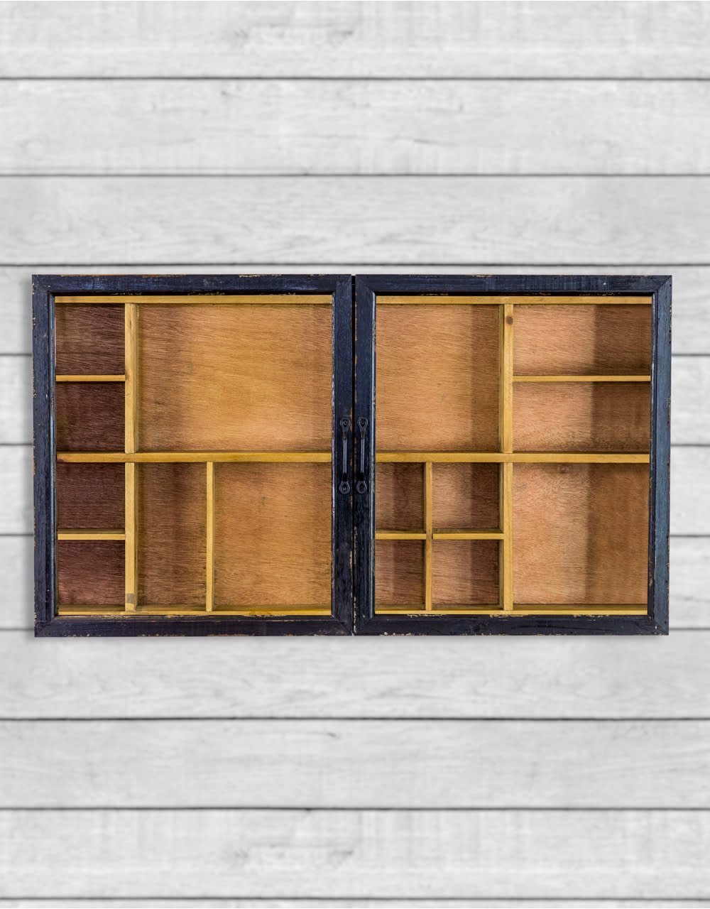 Antiqued Black Wooden Sliding Door Wall Cabinet - RFB27