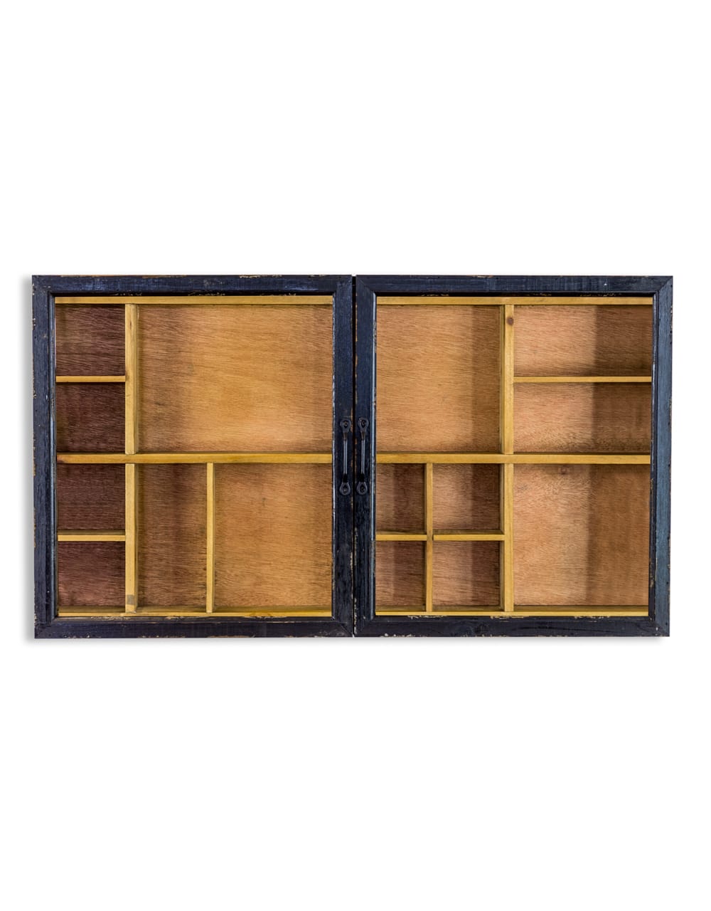 Antiqued Black Wooden Sliding Door Wall Cabinet - RFB27