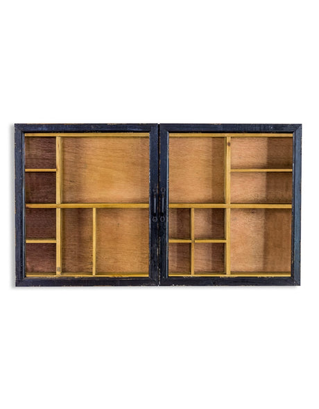 Antiqued Black Wooden Sliding Door Wall Cabinet - RFB27