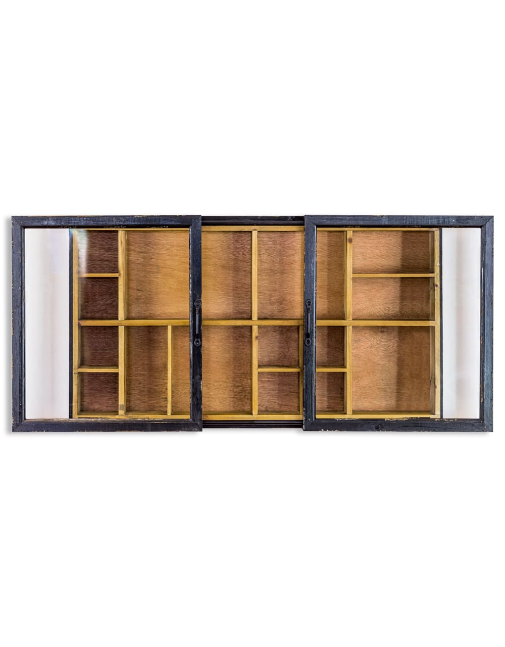 Antiqued Black Wooden Sliding Door Wall Cabinet - RFB27
