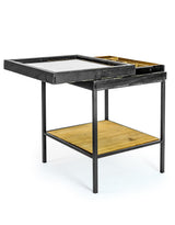 Antiqued Black Wooden Set of 2 Nest Display Side Tables - RFB26