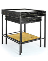 Antiqued Black Wooden Set of 2 Nest Display Side Tables - RFB26