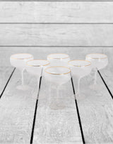Set of 6 Large Traditional Coupe Champagne Glasses with Gold Rims - GW113