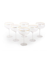 Set of 6 Large Traditional Coupe Champagne Glasses with Gold Rims - GW113
