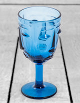 Set of 6 Blue Deco Face Wine Glasses - GW115