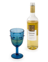 Set of 6 Blue Deco Face Wine Glasses - GW115