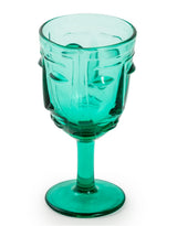 Set of 6 Teal Deco Face Wine Glasses - GW116