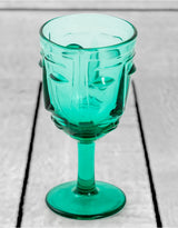 Set of 6 Teal Deco Face Wine Glasses - GW116
