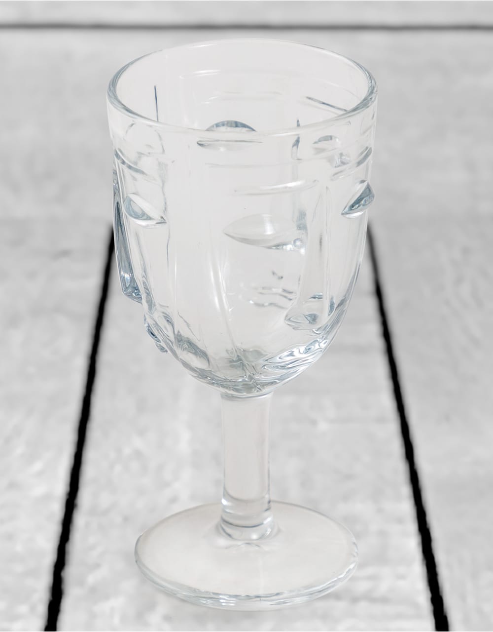 Set of 6 Clear Deco Face Wine Glasses - GW117