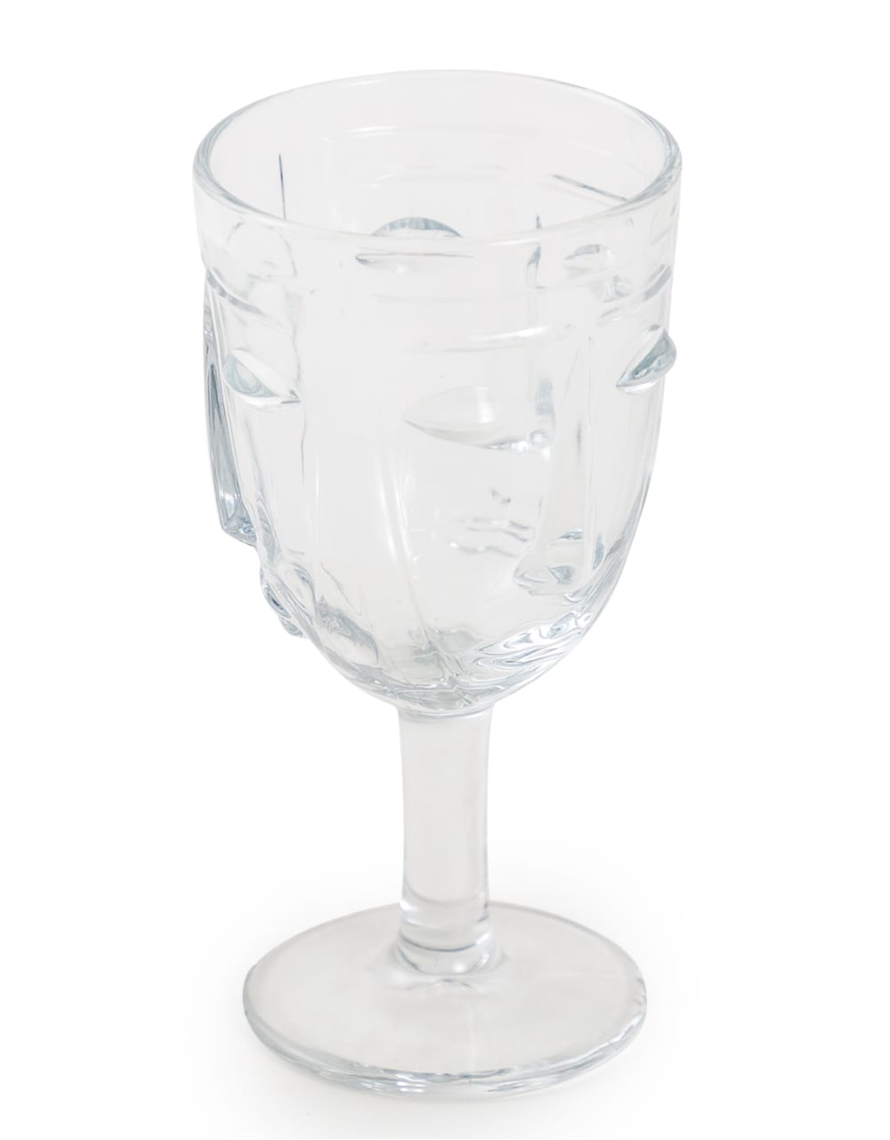 Set of 6 Clear Deco Face Wine Glasses - GW117