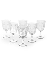 Set of 6 Clear Deco Face Wine Glasses - GW117