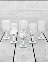 Set of 6 Clear Deco Face Wine Glasses - GW117