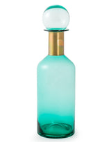 Tall Teal Glass Apothecary Bottle with Brass Neck - GW119
