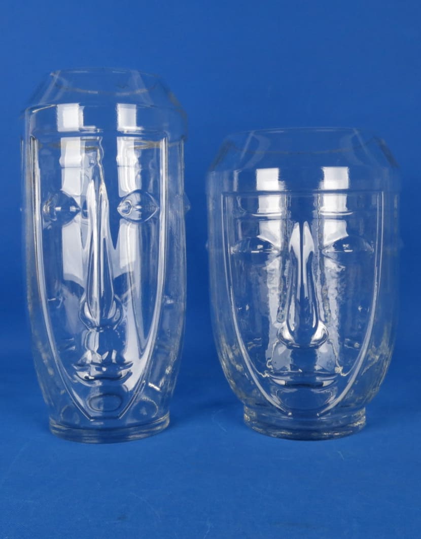 Clear Glass Deco Face Vase - GW124