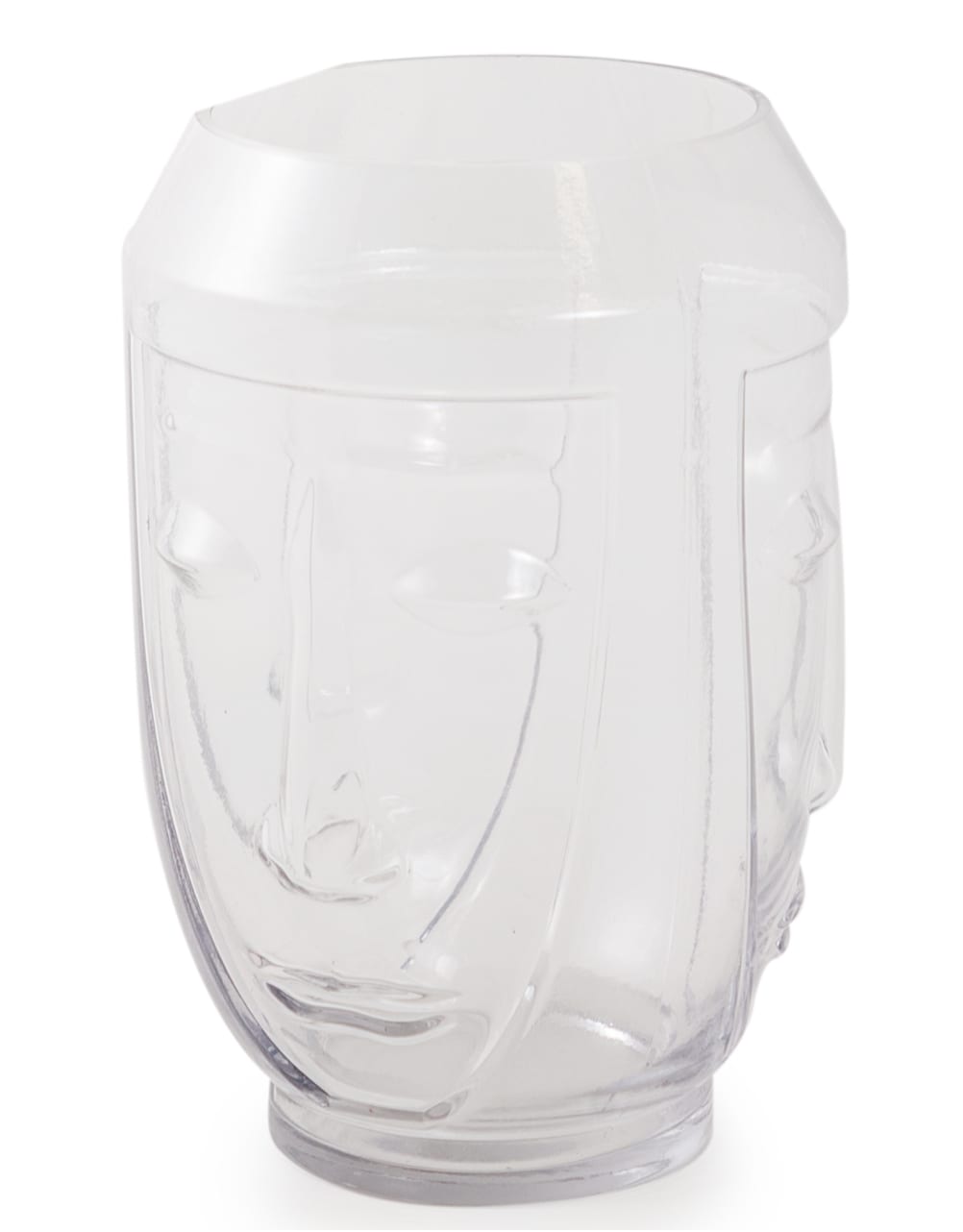 Clear Glass Deco Face Vase - GW124