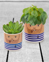 Set of 8 (4 Small, 4 Large) Ceramic People Pots - MCP21