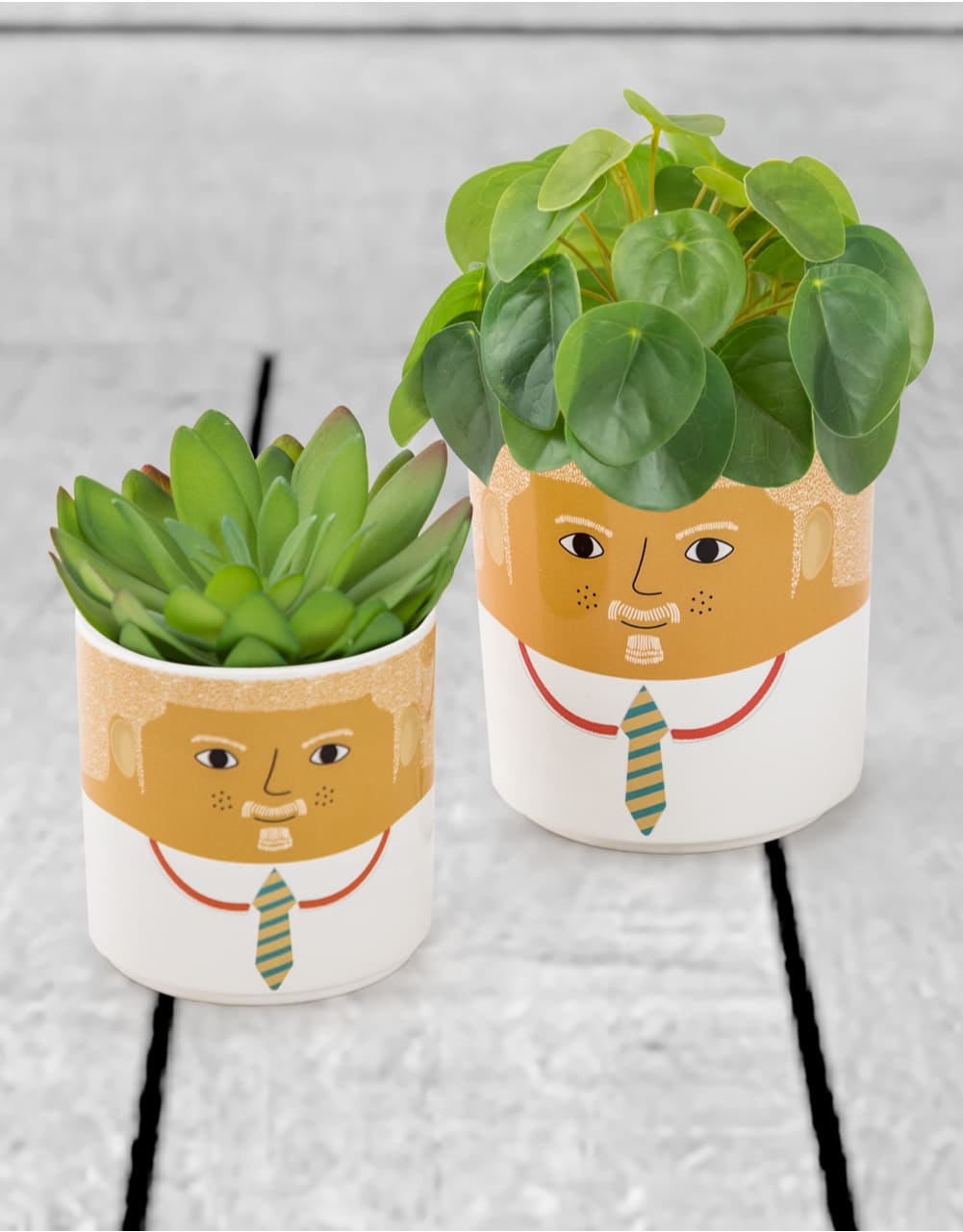 Set of 8 (4 Small, 4 Large) Ceramic People Pots - MCP21