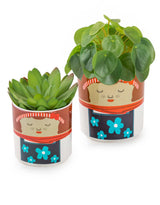 Set of 8 (4 Small, 4 Large) Ceramic People Pots - MCP21