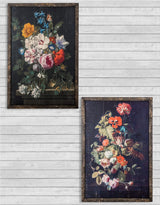 Set of 2 Antiqued Boho Floral Wall Prints - JCS10