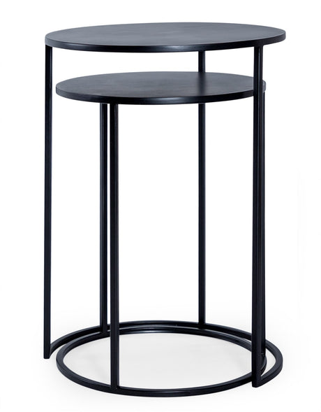 Nest of 2 Matt Black Metal Side Tables - DWR24