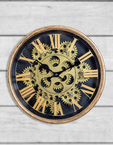 Black and Gold Small Moving Gears Clock - ET349