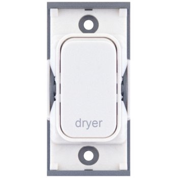 Selectric GRID360 White 20A DP Switch Module Marked ‘dryer’ with White Insert