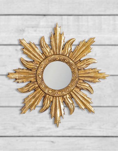 Small Antiqued Gold Ornate Framed Mirror - MK95