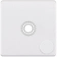 Selectric 5M-Plus Matt White 1 Gang Single Aperture Dimmer Plate with Matching Knob