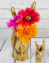 Large Antique Gold "Rock On!" Hand Ornament/Vase - TPR64