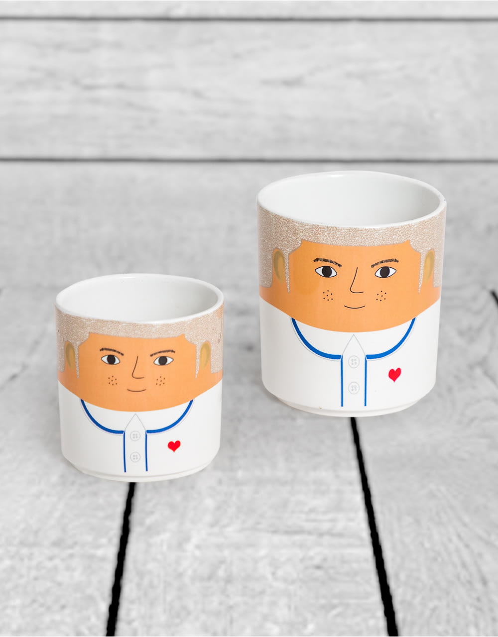 Set of 8 (4 Small, 4 Large) Ceramic People Pots - MCP24