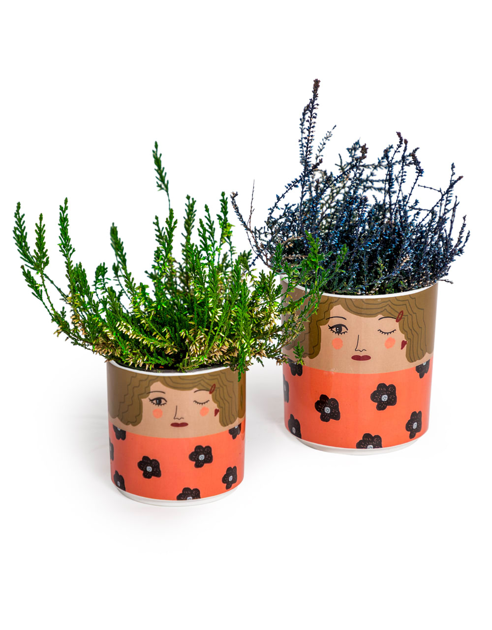 Set of 8 (4 Small, 4 Large) Ceramic People Pots - MCP24