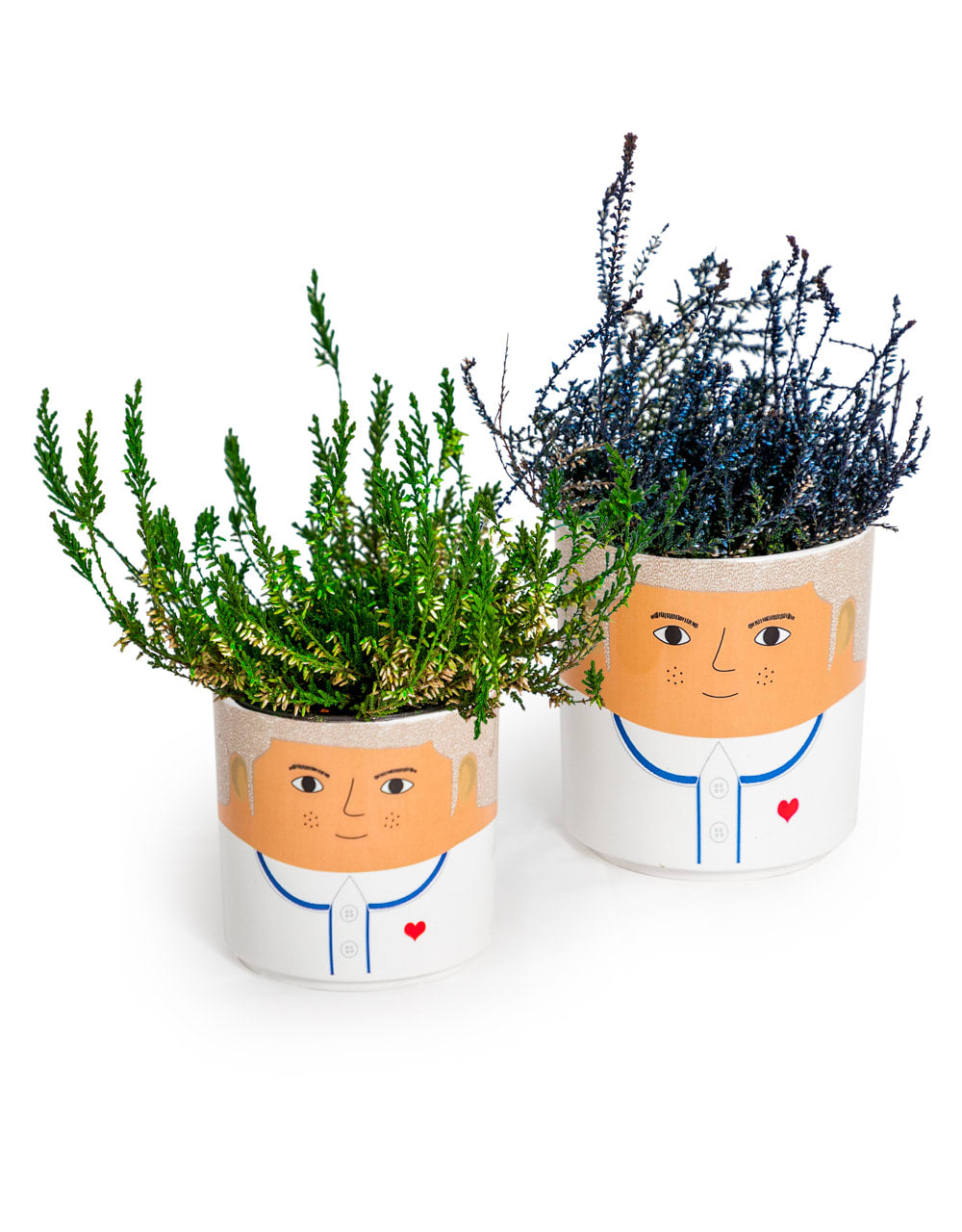 Set of 8 (4 Small, 4 Large) Ceramic People Pots - MCP24