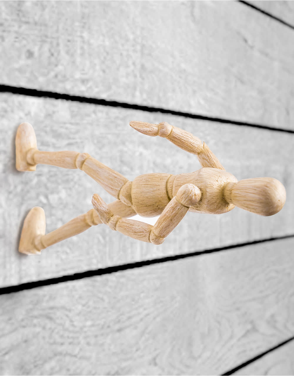 Set of 3 Wall Climbing Wooden Effect Model Men Figures - CRT63