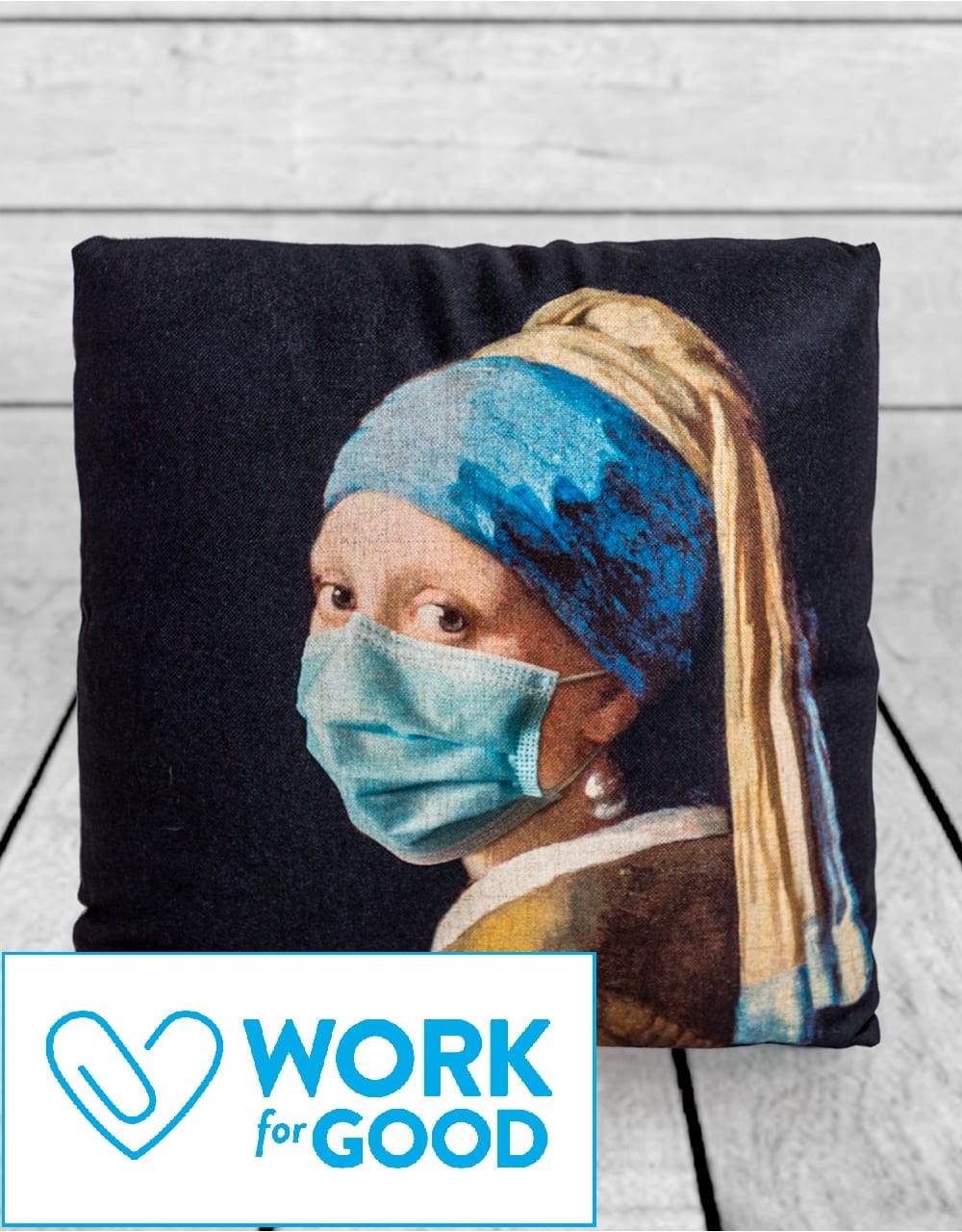 Girl with a Pearl Earring Face Mask Cushion - JCS24