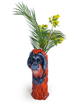 Hand Painted Ceramic Orangutan Head Vase - SD30