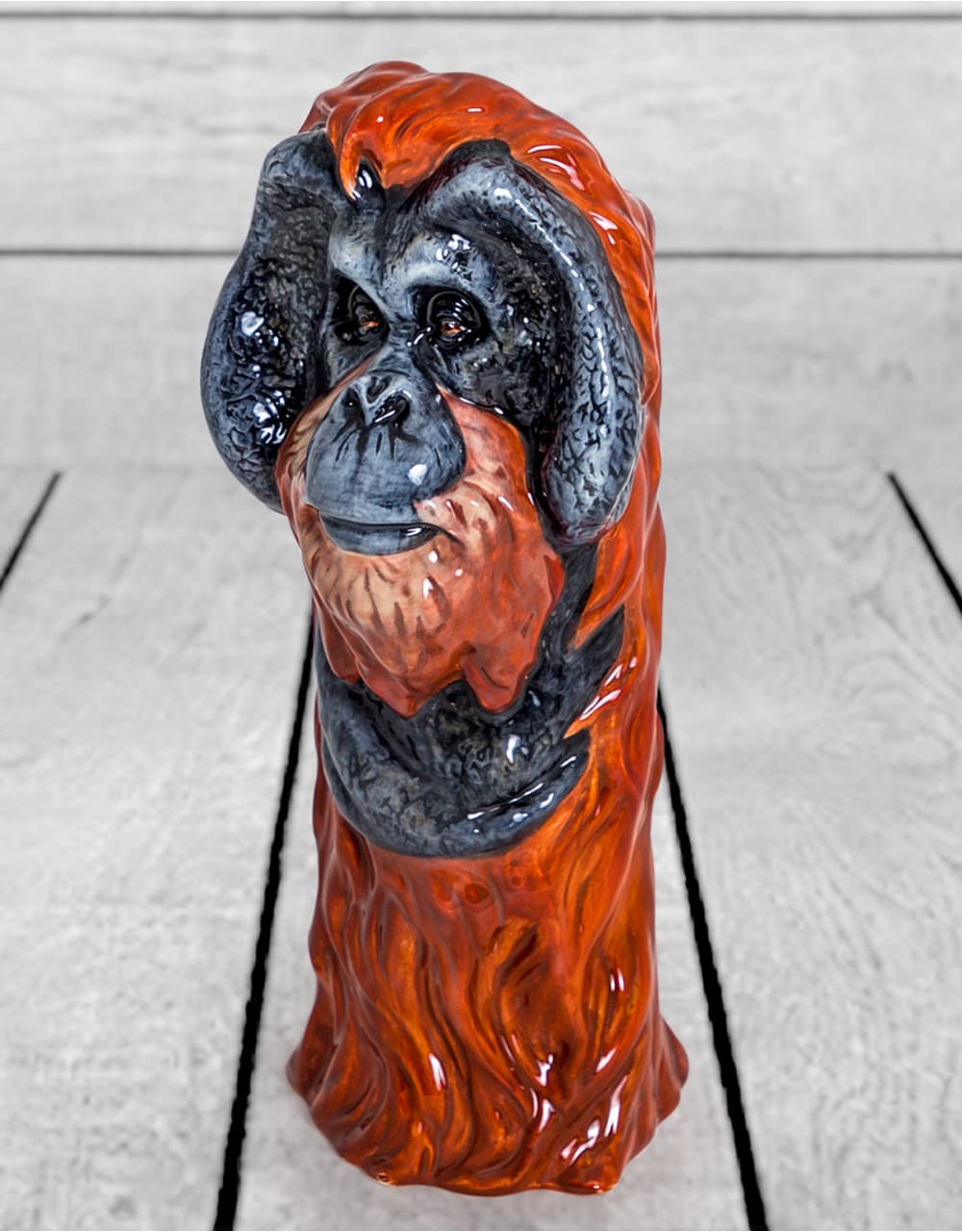 Hand Painted Ceramic Orangutan Head Vase - SD30