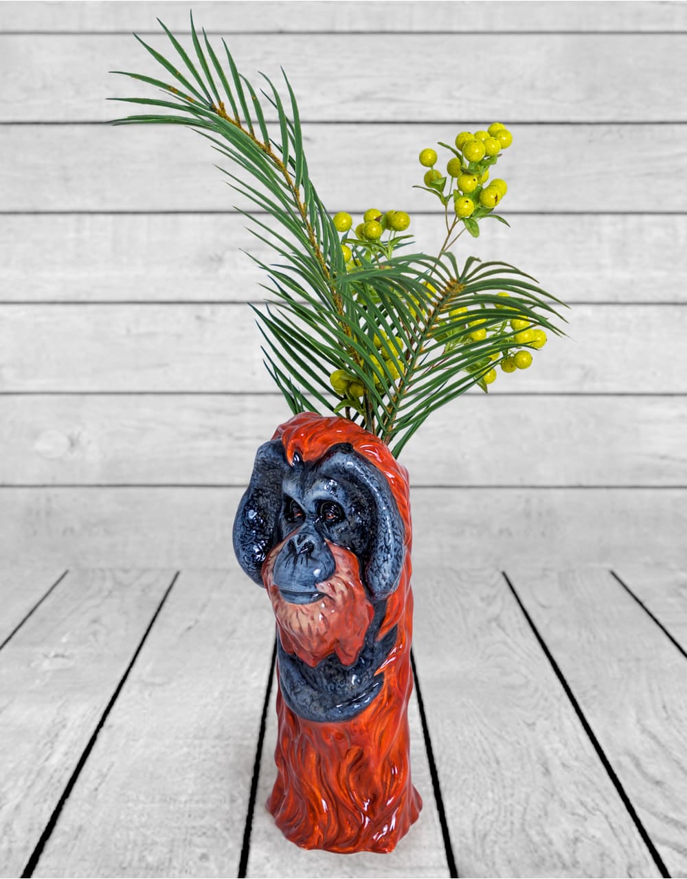 Hand Painted Ceramic Orangutan Head Vase - SD30