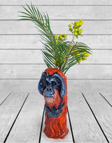 Hand Painted Ceramic Orangutan Head Vase - SD30