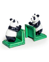 Cast Iron Antiqued Pair of Panda Bookends - STM66