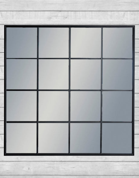 Large Black Square Metal Window Mirror - MP26